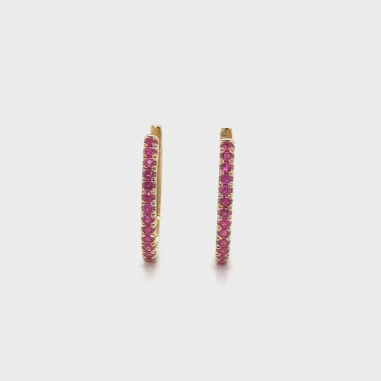 Round, Ruby, Huggy, Earrings, Jewelry, Accessories, Fashion, Red, Gemstone, Studs, Elegant, Women's, Style, Gift"