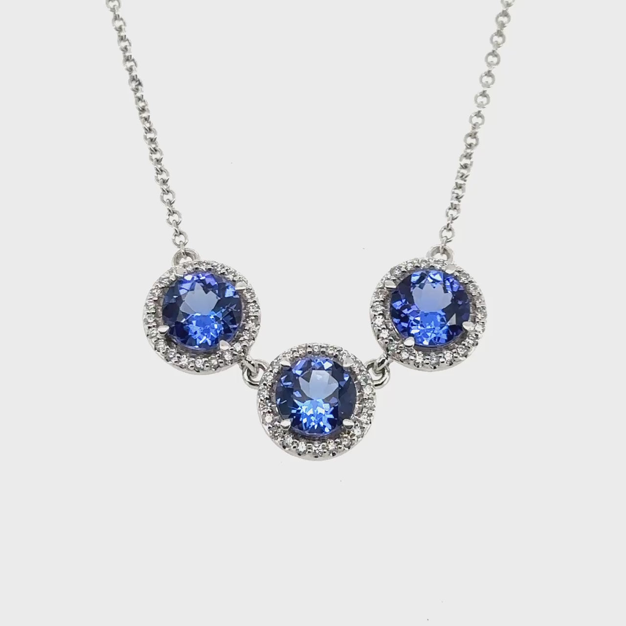 Round Tanzanite Pendant, Halo Diamond Pendant, Gemstone Jewelry, Elegant Necklace, Fine Jewelry, Sparkling Halo Design, Precious Gemstone Pendant, Luxurious Diamond Accents, Stunning Necklace, Jewelry Gift for Her.