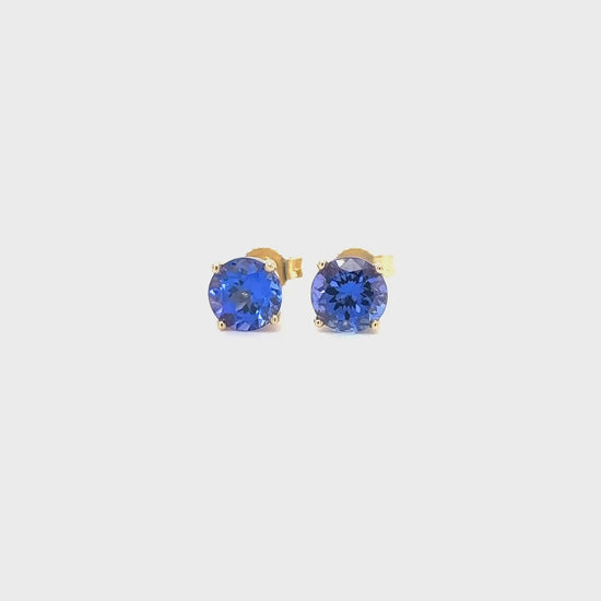 Round Tanzanite Stud Earrings, Tanzanite Stud Earrings, Tanzanite Earrings, Tanzanite Jewelry, Blue Gemstone Earrings, December Birthstone Earrings, Sterling Silver Tanzanite Studs, Elegant Tanzanite Earrings, Classic Tanzanite Jewelry, Fine Tanzanite Earrings