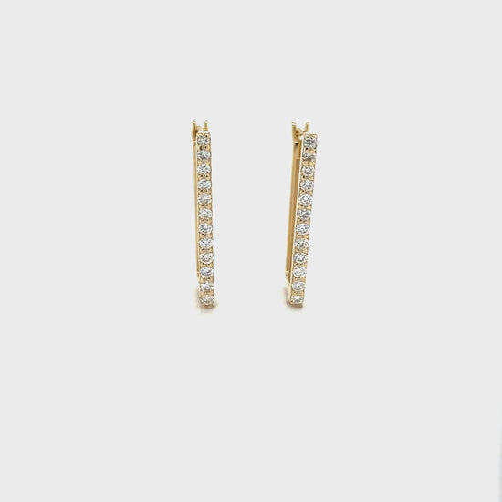 Rectangular diamond hoop earrings, elegant jewelry, sparkling diamond accessories, modern hoop earrings, luxury jewelry, glamorous diamond hoops, chic rectangular earrings, sophisticated diamond hoops, stylish geometric jewelry, refined rectangular diamond accents