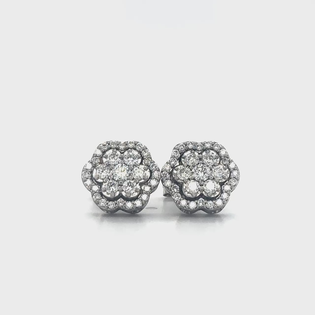 "Round Brilliant Diamond Flower Stud Earrings," "Diamond Flower Earrings," "Diamond Stud Earrings," "Fine Jewelry," "Luxury Earrings," "Fashion Earrings," "Sparkling Diamond Studs," "Statement Earrings," "Elegant Jewelry," "Special Occasion Earrings," "Flower Design Earrings," "Timeless Jewelry," "Handcrafted Earrings," "Unique Diamond Earrings," "Classic Diamond Studs."