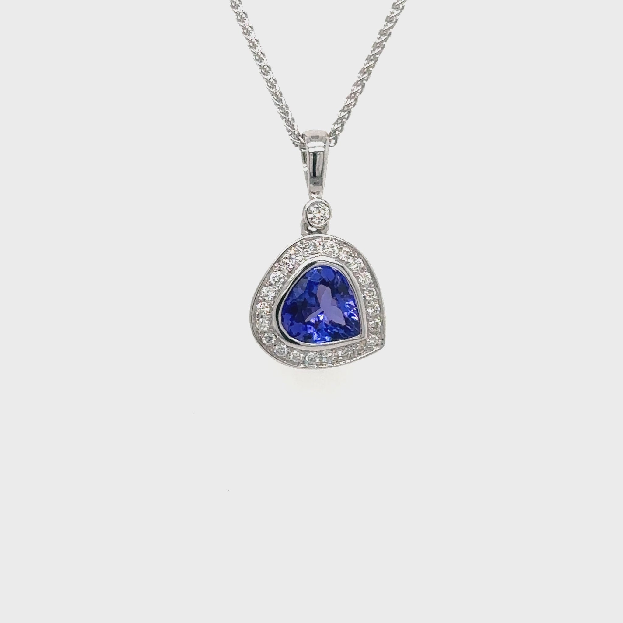 "Pear Shape Tanzanite Pendant, Diamond Halo Pendant, Tanzanite & Diamond Necklace, Pear Shape Gemstone Pendant, Halo Pendant with Tanzanite, Pear Tanzanite Jewelry, Tanzanite Pendant with Diamond Accents"