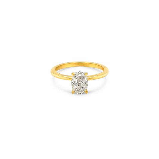 1.00ct Oval Shape Diamond Ring Fall in love with this oval solitaire diamond ring. A significant and noteworthy-sized diamond ring that is a classic and fault-less engagement ring choice. This piece is a fantastic choice that you simply can't resist.