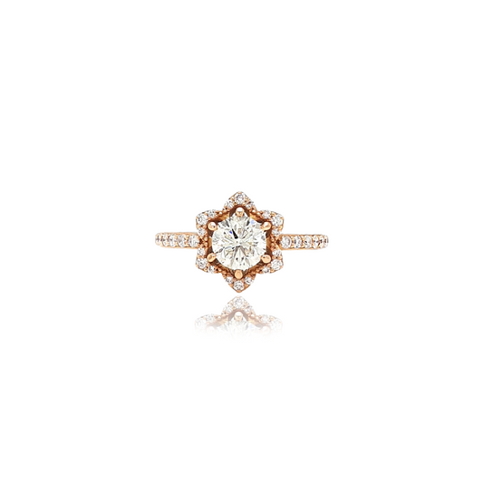 1.33CT Round Brilliant Cut Halo Flower Diamond Ring"Round Brilliant Diamond Ring with Halo Setting" "Floral Halo Engagement Ring with Round Diamond" "Elegant Flower Design Diamond Ring" "Round Cut Halo Engagement Ring" "Sparkling Diamond Ring with Floral Halo" "Classic Round Brilliant Ring with Flower Accents" "Luxurious Halo Flower Diamond Engagement Ring"